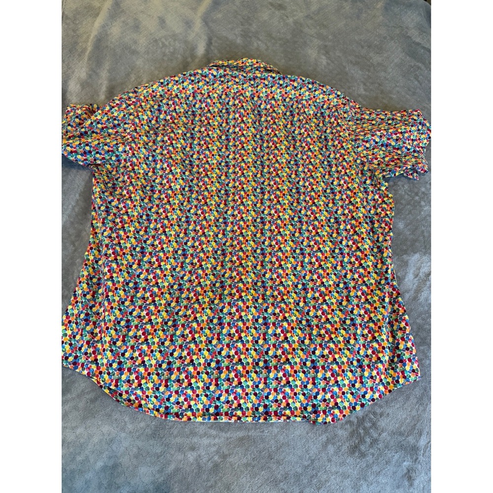 Cremieux Mens XXL Multi Color Polka Dot Short Sleeve Button‎ Down Shirt Stretch - Picture 7 of 7